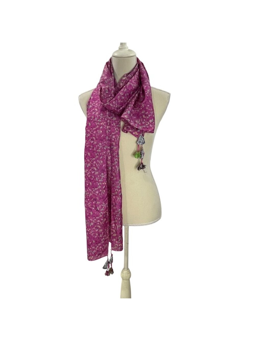 Sevya Handmade 100% Silk Scarf, Wrap Tasseled Ends Measures Approx. 72" by 20"